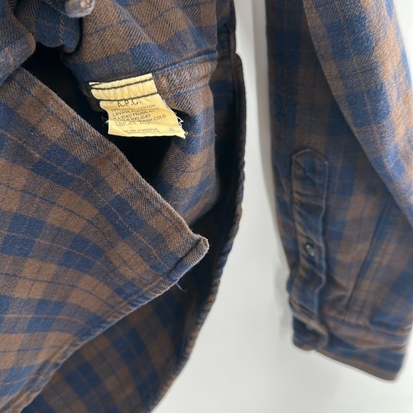 A.P.C Brown Blue Plaid Long Sleeve Button Down XS - Picture 3 of 5